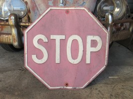 Antique Embossed Stop Traffic  Sign  - £212.01 GBP