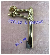 Chrome Platted Round Stem With Double Twisted Neck,Gold, 22.2M, Goozneck. Bike - £47.33 GBP