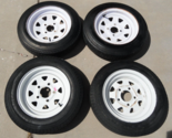 4 QUANTITY TRAILER TIRES &amp; RIMS T12X4 4.80-12 STANDARD 4 LUG LOCAL PICKUP - $81.00