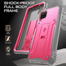 Galaxy A12 Phone Case Rugged Shockproof Defender Cover W/Screen Protector Pink - £15.70 GBP