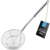 15.4 Inch Stainless Steel Strainer - Spiral Wire Mesh Spoon Ladle With Long Hand - £25.27 GBP