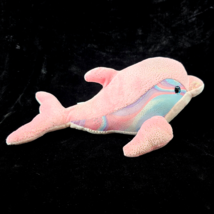 Aurora World Dolphin Plush Pink 14&quot; Gold Sparkles Blue Eyes Porpoise Marine - £9.06 GBP