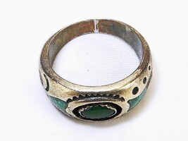 Navajo Sterling Ring, Turquoise &amp;  Coral Band, Size 5.75, Circle J.W., #... - $93.84 CAD