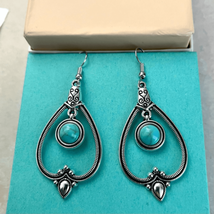 AZY Darling Dangle Turquoise &amp; Silver Earrings - £29.81 GBP