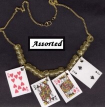 PLAYING CARDS NECKLACE-BlackJack Lucky Charm Poker Funky Jewelry - £5.48 GBP