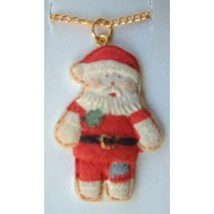 SANTA PENDANT NECKLACE-Country Patchwork Christmas Funky Jewelry - $4.97