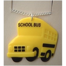 SCHOOL BUS PENDANT NECKLACE-Funky Driver Charm Teacher Jewelry - $3.97