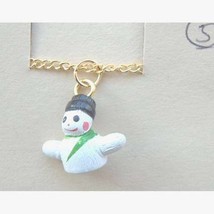 Snowman Pendant Novelty Necklace Tiny Winter Charm Funky Jewelry - $3.97