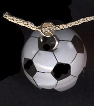 SOCCER BALL PENDANT NECKLACE-Funky 3d Referee Coach Team Jewelry - £3.17 GBP