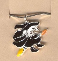 Witch On Broomstick Pendant Necklace Gothic Enamel Charm Jewelry - £3.17 GBP