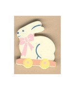 BUNNY WAGON BUTTON PIN BROOCH-Country Garden Rabbit Farm Jewelry - $3.97