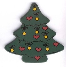 Christmas TREE PIN BROOCH-Fun Wood Stocking Stuffer Jewelry-HUGE - $3.97