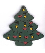 Christmas TREE PIN BROOCH-Fun Wood Stocking Stuffer Jewelry-HUGE - $3.97