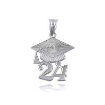 Sterling Silver Class of 2024 to 2027 Graduation Cap Pendant Necklace - £15.73 GBP+