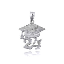 Sterling Silver Class of 2024 to 2027 Graduation Cap Pendant Necklace - £14.93 GBP+