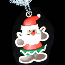 Gingerbread Man Santa Pendant Necklace Holiday Cookie Jewelry - £5.44 GBP