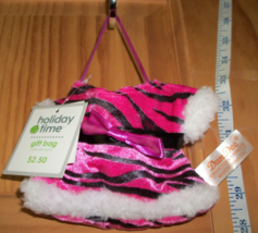 DanDee Gift Bag Plush Dan Dee Christmas Holiday Fabric Dress Tote Pink Ornament - £1.90 GBP