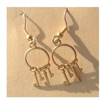 SKELETON KEYS EARRINGS-Gold Brass Scrapbook Key Charm Jewelry -B - £5.60 GBP