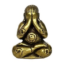 Phra Pidta Thai Amuleto Vintage Ottone Oro Magico Affascinante Ricchezza... - £13.40 GBP
