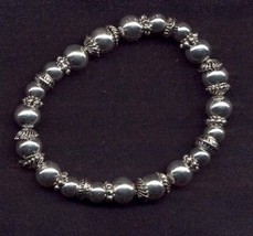 Bead Stretch Charm Bff Bracelet As Is Or Add Charms Silver Fancy - $2.47