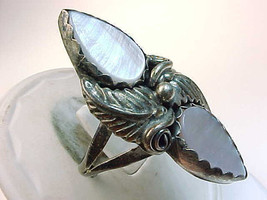 MOTHER of PEARL Ring in Sterling Silver - Size 9 - 1 3/8 inches long - £43.86 GBP