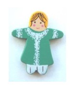 DOLL GREEN DRESS PIN BROOCH-St Patricks Day Irish Lassie Jewelry - $2.97