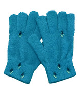 GLOVES w-Rhinestones-Washable Winter Dress Magic Stretch -BLUE - $4.97