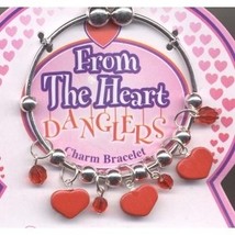 HEART CHARM CUFF BRACELET-BFF BEST FRIENDS-Love Gift Jewelry-RED - £5.50 GBP