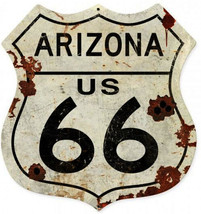 US Route 66 Arizona Highway Shield Rustic Metal - £31.50 GBP