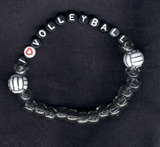 VOLLEYBALL BRACELET-I LOVE-Team Player Coach Funky Jewelry-BLACK - £5.46 GBP