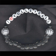 Volleyball Bracelet I Love Team Player Coach Funky Jewelry White - £5.46 GBP