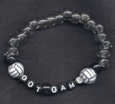 VOLLEYBALL BRACELET-GOT GAME-Team Coach Gift Funky Jewelry-BLACK - £5.46 GBP