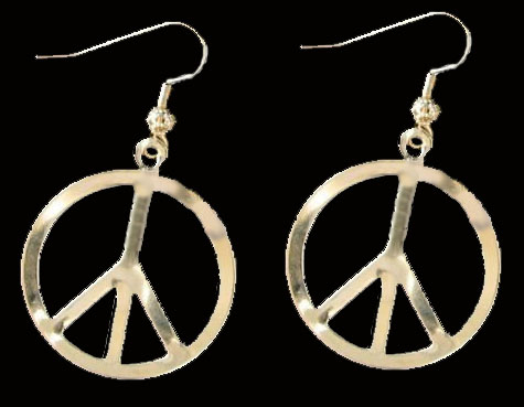 Primary image for PEACE SIGN SYMBOL VINTAGE EARRINGS-Retro Charm Hippy Jewelry-GD