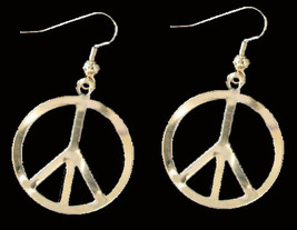 Peace Sign Symbol Vintage Earrings Retro Charm Hippy Jewelry Gd - £5.54 GBP