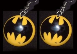 BATMAN EARRINGS-Huge Bat Signal Super-Hero Comics Funky Jewelry - $6.97