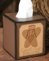 3B009-Primitive Count Your Blessing Tissue Box paper mache&#39;  - £6.31 GBP