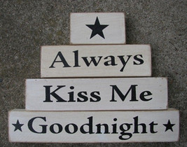 wood primitive block 67683-Always Kiss Me Goodnight set of 4 blocks - £6.28 GBP