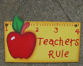 Teacher Gifts 1216 - Teachers Rule Wood Sign  - £1.53 GBP