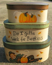 Primitive Nesting Boxes B11SC - Fall Stacking Boxes s/3 Paper Mache&#39; - $18.95