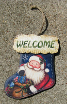 62290S Santa  Welcome Stocking Wood Ornament - $2.95