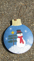 Christmas Ornament OR-526 Snowman Ball w/Tree - Gold Star - £1.79 GBP