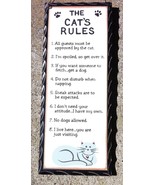 WD479 The Cat&#39;s Rules Wood Hanging Sign  - £4.68 GBP