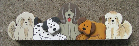 Primary image for Wood Block  - WD186A - 5 Dogs