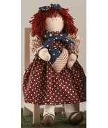 Cloth Primitive Doll    41408-Americana Doll Girl w/heart - £14.98 GBP