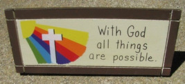 Wooden Desk Sign Wedge DS-25 With God All Things Possible - £1.37 GBP