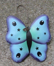 or322 Blue Butterfly Tin Christmas Ornament - $2.25