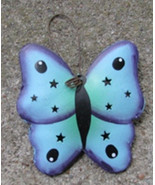 or322 Blue Butterfly Tin Christmas Ornament - $2.25