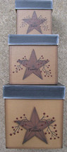 G31461 - Star &amp; Berry 3/Set Boxes Primitive Paper Mache&#39; - £17.48 GBP