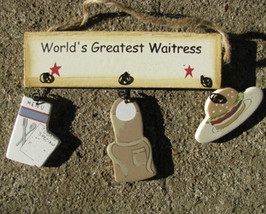 Wood Sign   1500W - Worlds Greatest Waitress - £1.97 GBP