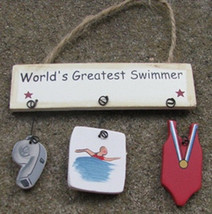 Wooden Sign   1800B - Worlds Greatest Swimmer - $2.25